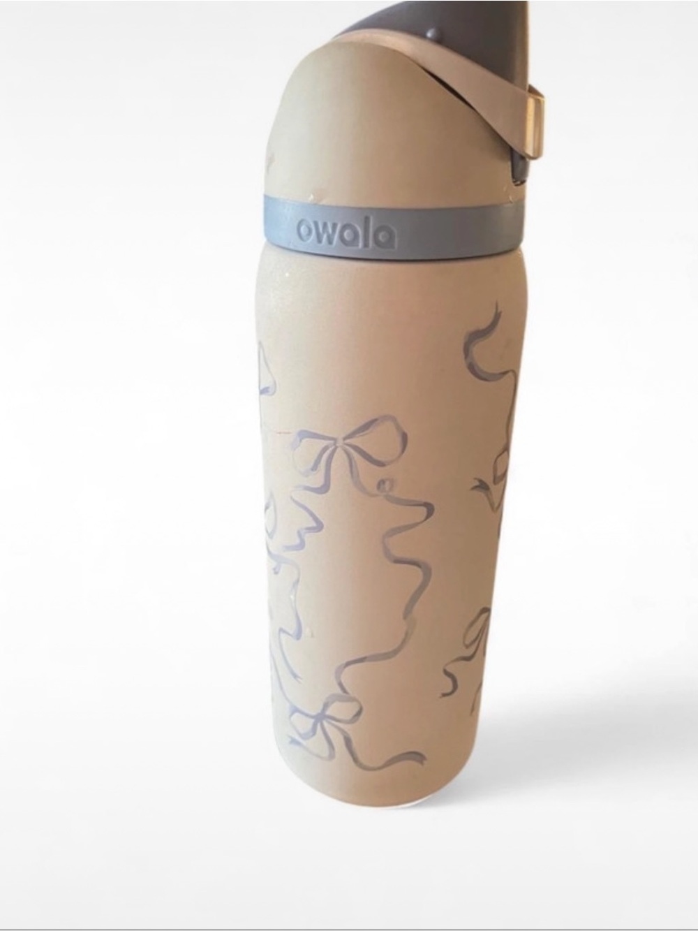 Owalo Beige Ribbon-Accent Insulated Water Bottle